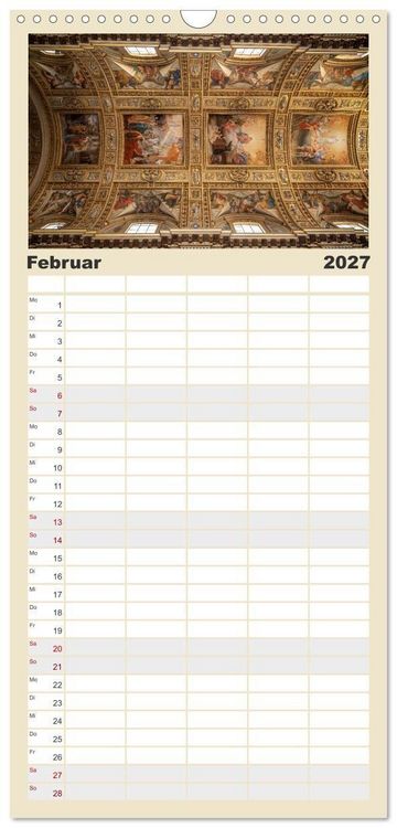 Produktbild: Familienplaner 2027 - Gew&ouml;lbe des Glaubens &ndash; Kirchendecken Europas mit 5 Spalten (Wandkalender, 21 x 45 cm) CALVENDO