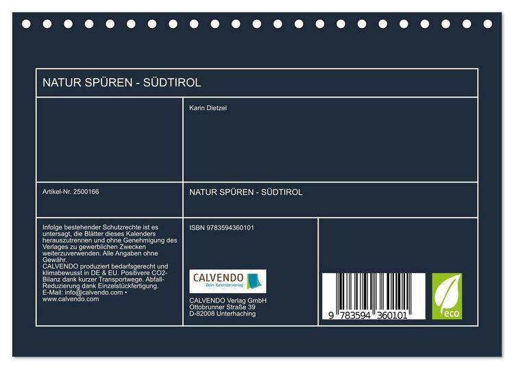 Produktbild: NATUR SP&Uuml;REN - S&Uuml;DTIROL (Tischkalender 2027 DIN A5 quer), CALVENDO Monatskalender