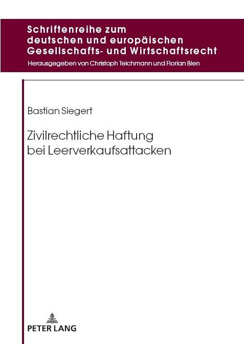 Produktbild: Zivilrechtliche Haftung bei Leerverkaufsattacken