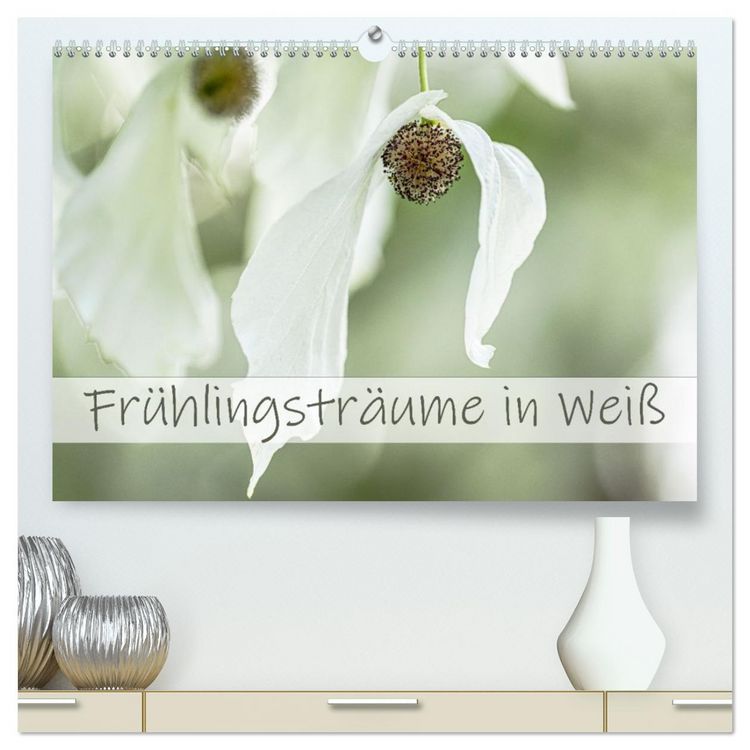 Produktbild: Fr&uuml;hlingstr&auml;ume in Wei&szlig; (hochwertiger Premium Wandkalender 2026 DIN A2 quer), Kunstdruck in Hochglanz