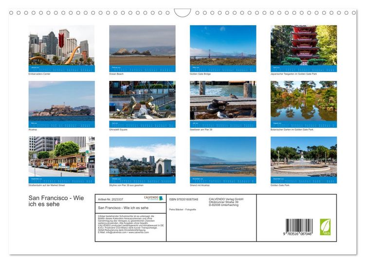 Produktbild: San Francisco - Wie ich es sehe (Wandkalender 2026 DIN A3 quer), CALVENDO Monatskalender