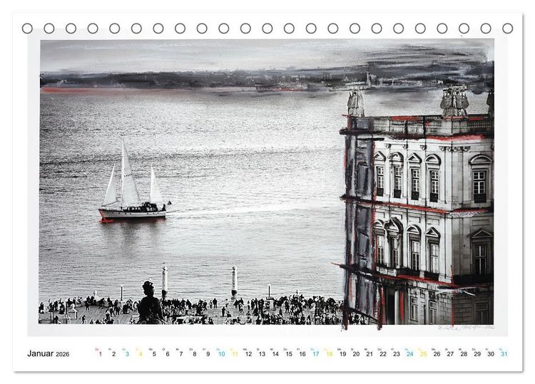 Produktbild: Lissabon One Day (Tischkalender 2026 DIN A5 quer), CALVENDO Monatskalender