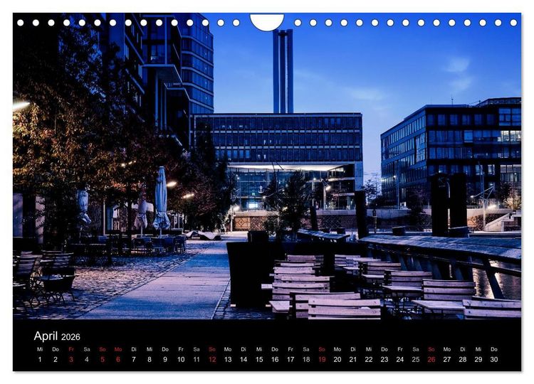 Produktbild: hamburg - night views (Wandkalender 2026 DIN A4 quer), CALVENDO Monatskalender