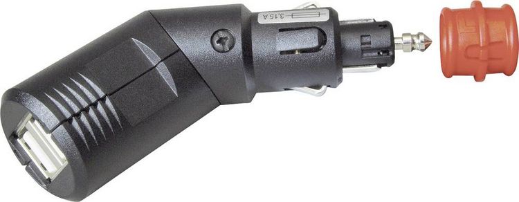 Produktbild: ProCar Winkelbarer 2fach USB Ladestecker Belastbarkeit Strom max.=5 A Passend f&uuml;r (Details) USB-A Adapter 12 V zu 5 V, 24 V zu 5 V