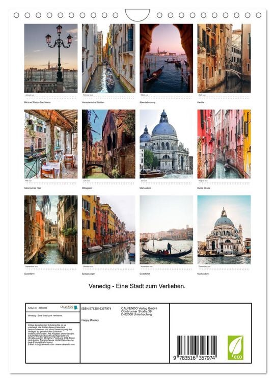 Produktbild: Venedig - Eine Stadt zum Verlieben. (Wandkalender 2026 DIN A4 hoch), CALVENDO Monatskalender