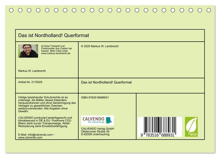 Produktbild: Das ist Nordholland! Querformat (Tischkalender 2026 DIN A5 quer), CALVENDO Monatskalender