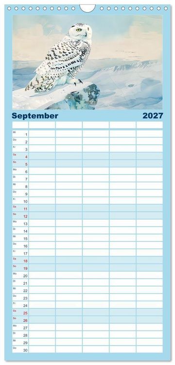 Produktbild: Familienplaner 2027 - Eisige Polarkreise - Faszination der polaren Tierwelt mit 5 Spalten (Wandkalender, 21 x 45 cm) CALVENDO