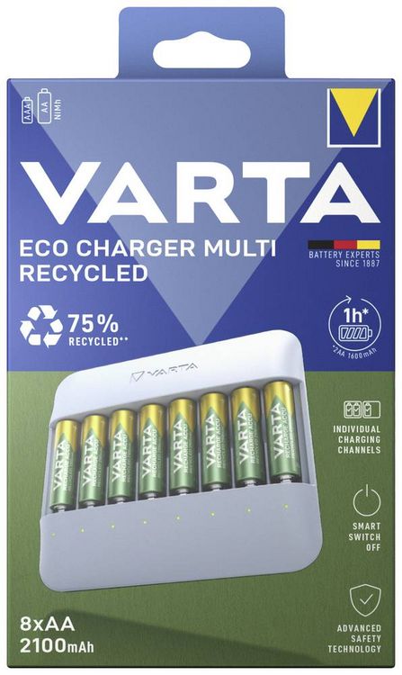 Produktbild: Varta Eco Charger Multi Rundzellen-Ladeger&auml;t NiMH Micro (AAA), Mignon (AA)
