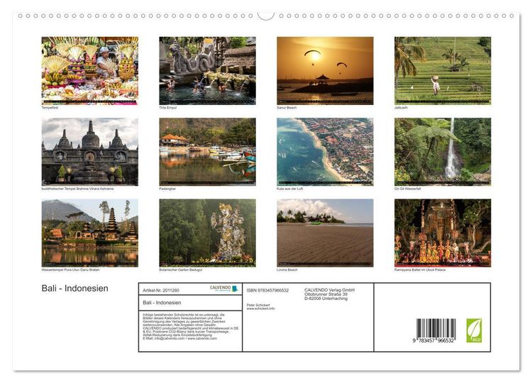 Produktbild: Bali - Indonesien (hochwertiger Premium Wandkalender 2026 DIN A2 quer), Kunstdruck in Hochglanz