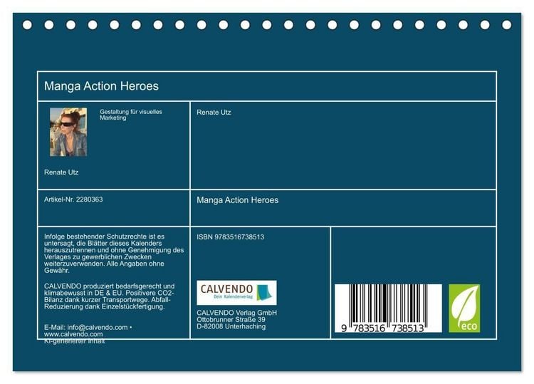 Produktbild: Manga Action Heroes (Tischkalender 2026 DIN A5 quer), CALVENDO Monatskalender
