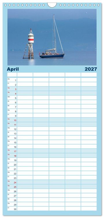 Produktbild: Familienplaner 2027 - Drei L&auml;nder ein See - Bodensee mit 5 Spalten (Wandkalender, 21 x 45 cm) CALVENDO