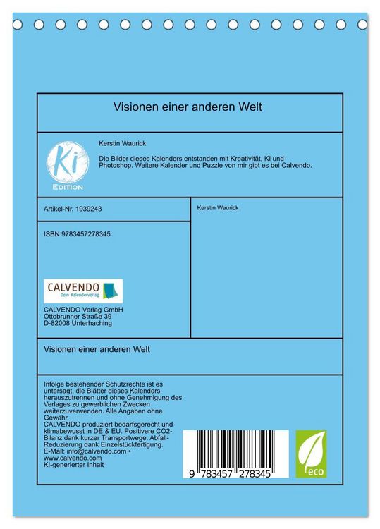 Produktbild: Visionen einer anderen Welt (Tischkalender 2026 DIN A5 hoch), CALVENDO Monatskalender