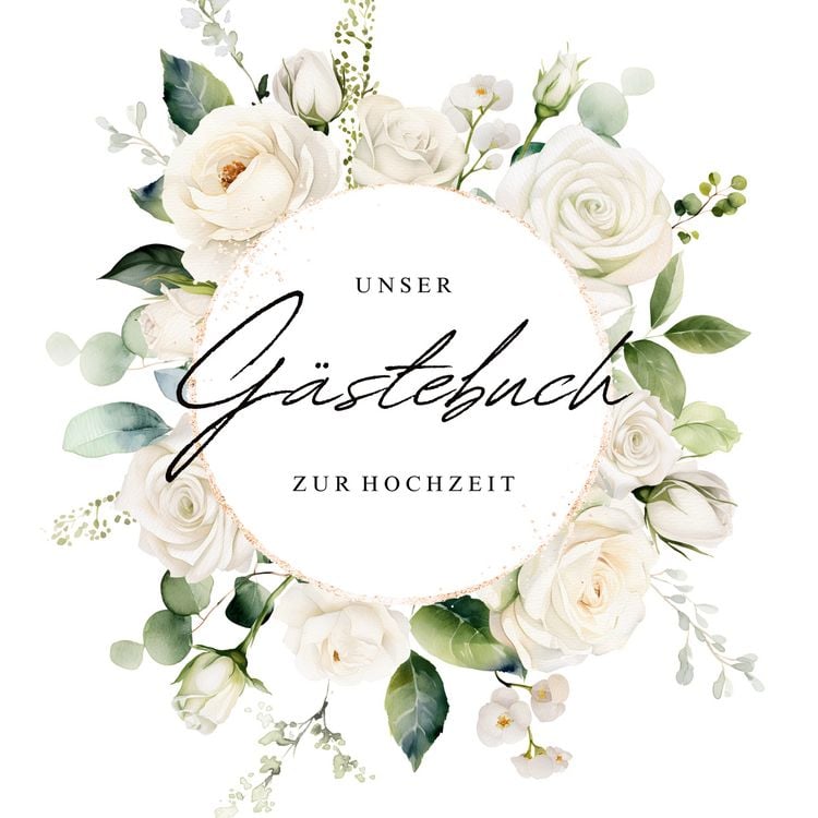 Produktbild: G&auml;stebuch zur Hochzeit mit wei&szlig;en Rosen