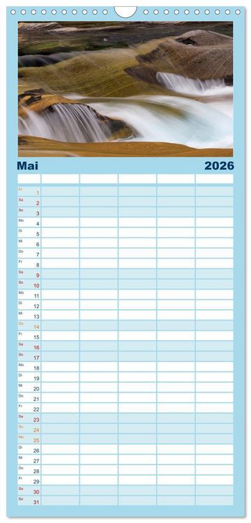 Produktbild: Familienplaner 2026 - Farben und Formen der Verzasca mit 5 Spalten (Wandkalender, 21 x 45 cm) CALVENDO