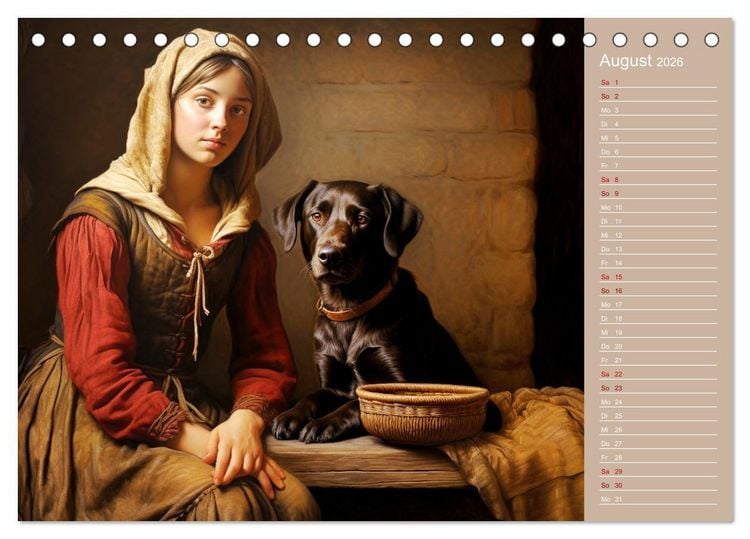 Produktbild: Dame mit Hund (Tischkalender 2026 DIN A5 quer), CALVENDO Monatskalender