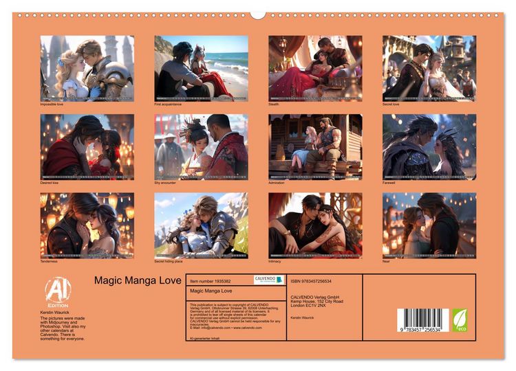 Produktbild: Magic Manga Love (High Quality Premium Wall Calendar 2026 DIN A2 landscape),CALVENDO 12 Month Wall Calendar