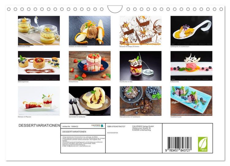 Produktbild: DESSERTVARIATIONEN (Wandkalender 2026 DIN A4 quer), CALVENDO Monatskalender