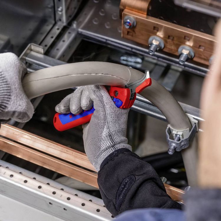 Produktbild: Knipex 16 50 145 SB Abisoliermesser Geeignet f&uuml;r Rundkabel 7mm (max)