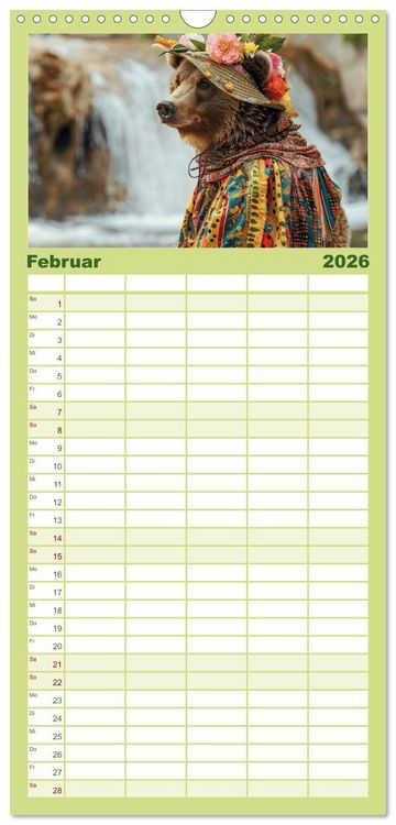 Produktbild: Familienplaner 2026 - Waldtiere mit Stil. Tierische Trendsetter in der Natur mit 5 Spalten (Wandkalender, 21 x 45 cm) CALVENDO
