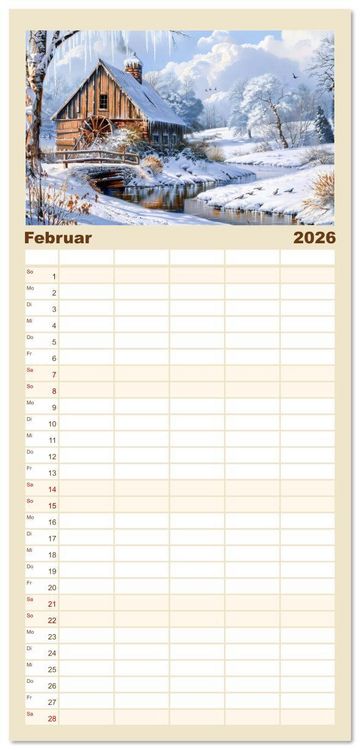 Produktbild: Familienplaner 2026 - Kleine Cottages - Romantische Fantasieh&auml;uschen mit 5 Spalten (Wandkalender, 21 x 45 cm) CALVENDO