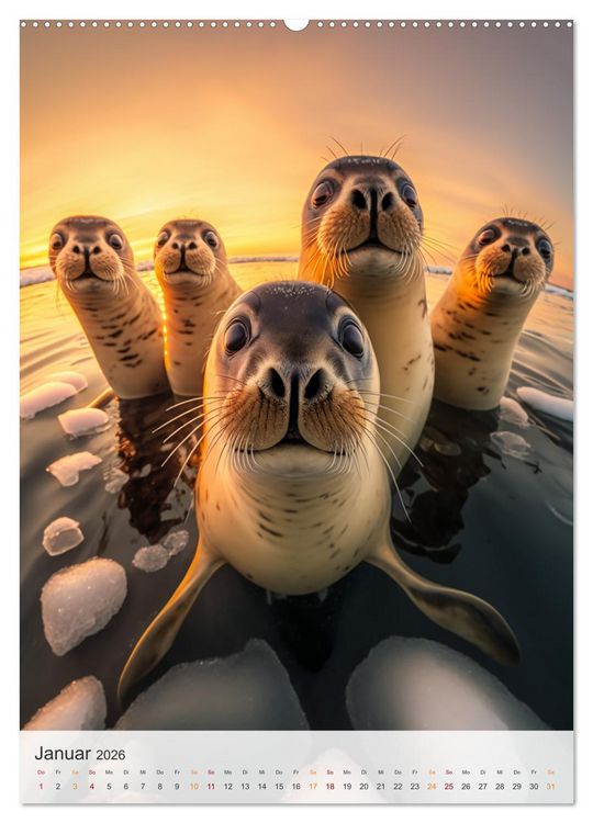 Produktbild: Lustige Tier-Selfies (hochwertiger Premium Wandkalender 2026 DIN A2 hoch), Kunstdruck in Hochglanz