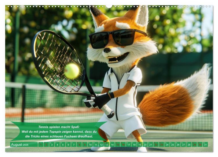 Produktbild: Der tierisch lustige Tennis-Kalender (Wandkalender 2026 DIN A2 quer), CALVENDO Monatskalender