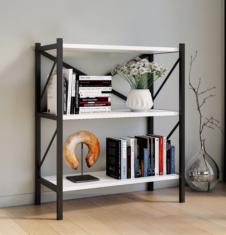 Produktbild: Holz Metall Stand Regal B&uuml;ro B&uuml;cher Insasi 2fach