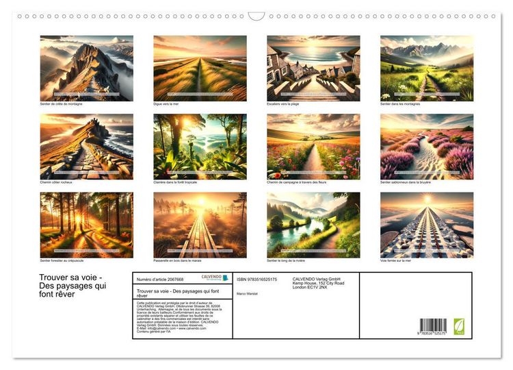 Produktbild: Trouver sa voie - Des paysages qui font r&ecirc;ver (Calendrier mural 2026 DIN A2 vertical), CALVENDO calendrier mensuel