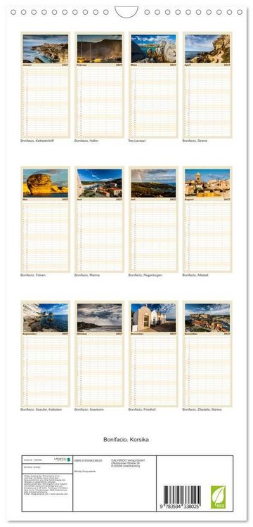Produktbild: Familienplaner 2027 - Bonifacio. Korsika mit 5 Spalten (Wandkalender, 21 x 45 cm) CALVENDO