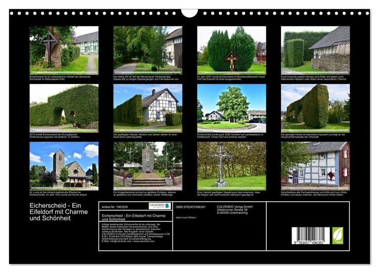 Produktbild: Eicherscheid - Ein Eifeldorf mit Charme und Sch&ouml;nheit (Wandkalender 2026 DIN A3 quer), CALVENDO Monatskalender