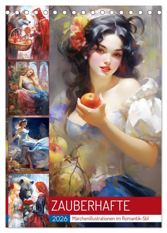Produktbild: Zauberhafte M&auml;rchenillustrationen im Romantik-Stil (Tischkalender 2026 DIN A5 hoch), CALVENDO Monatskalender
