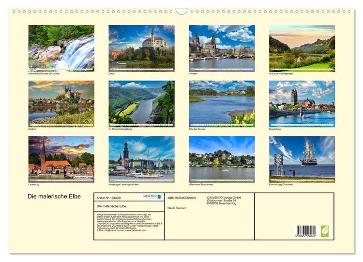Produktbild: Die malerische Elbe (Wandkalender 2026 DIN A2 quer), CALVENDO Monatskalender