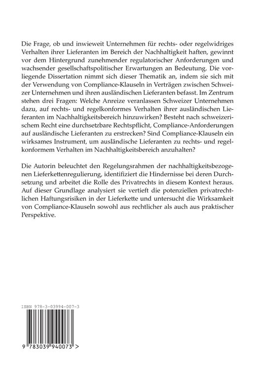 Produktbild: Nachhaltigkeitsbezogene Rechts- und Compliance-Risiken in der Lieferkette und Bedeutung von Compliance-Klauseln