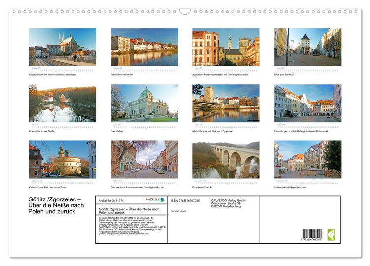 Produktbild: G&ouml;rlitz /Zgorzelec &ndash; &Uuml;ber die Nei&szlig;e nach Polen und zur&uuml;ck (Wandkalender 2026 DIN A2 quer), CALVENDO Monatskalender