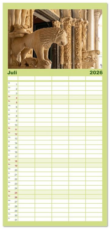 Produktbild: Familienplaner 2026 - Kroatien - Welterbe Trogir mit 5 Spalten (Wandkalender, 21 x 45 cm) CALVENDO