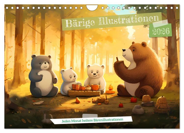 Produktbild: B&auml;rige Illustrationen (Wandkalender 2026 DIN A4 quer), CALVENDO Monatskalender