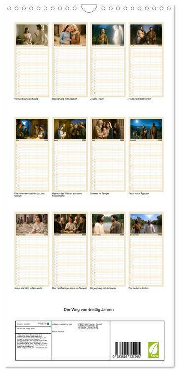 Produktbild: Familienplaner 2026 - Der Weg von drei&szlig;ig Jahren mit 5 Spalten (Wandkalender, 21 x 45 cm) CALVENDO
