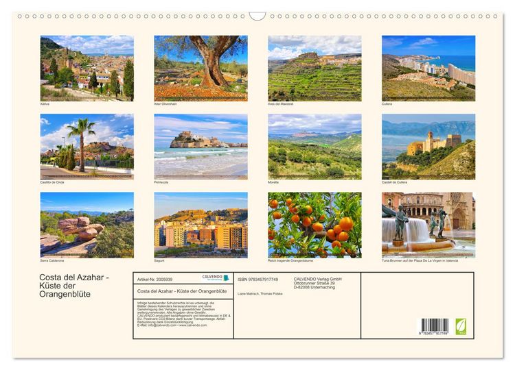 Produktbild: Costa del Azahar - K&uuml;ste der Orangenbl&uuml;te (Wandkalender 2026 DIN A2 quer), CALVENDO Monatskalender