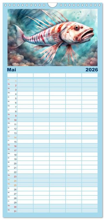 Produktbild: Familienplaner 2026 - Meereskreaturen - Lebendige Unterwasserwelt mit 5 Spalten (Wandkalender, 21 x 45 cm) CALVENDO