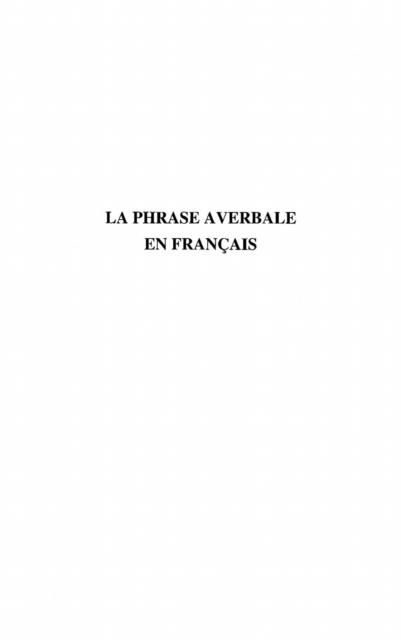 Produktbild: La phrase averbale en francais