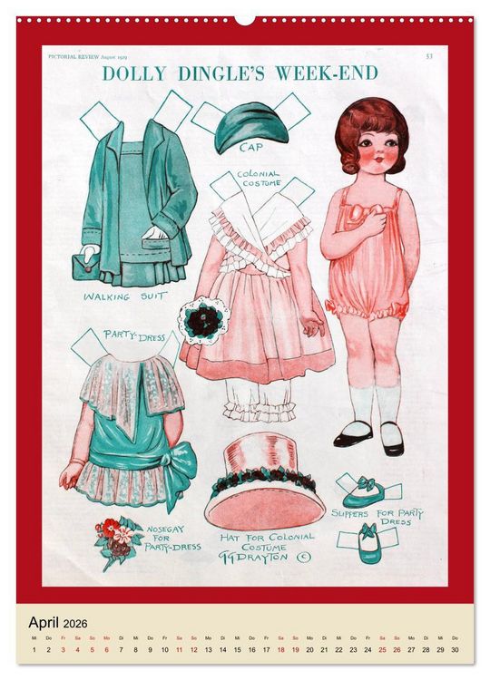 Produktbild: Dolly Dingle Kalender - Anziehpuppen von Grace G. Drayton (hochwertiger Premium Wandkalender 2026 DIN A2 hoch), Kunstdruck in Hochglanz