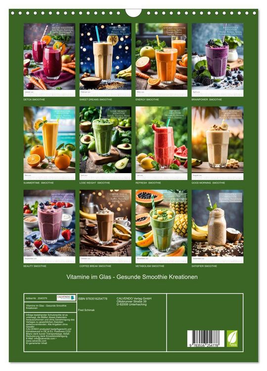 Produktbild: Vitamine im Glas - Gesunde Smoothie Kreationen (Wandkalender 2026 DIN A3 hoch), CALVENDO Monatskalender