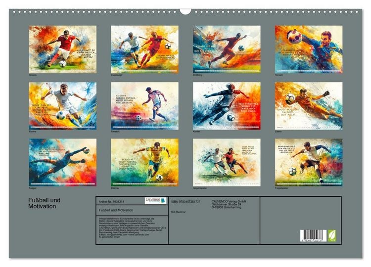 Produktbild: Fu&szlig;ball und Motivation (Wandkalender 2026 DIN A2 quer), CALVENDO Monatskalender