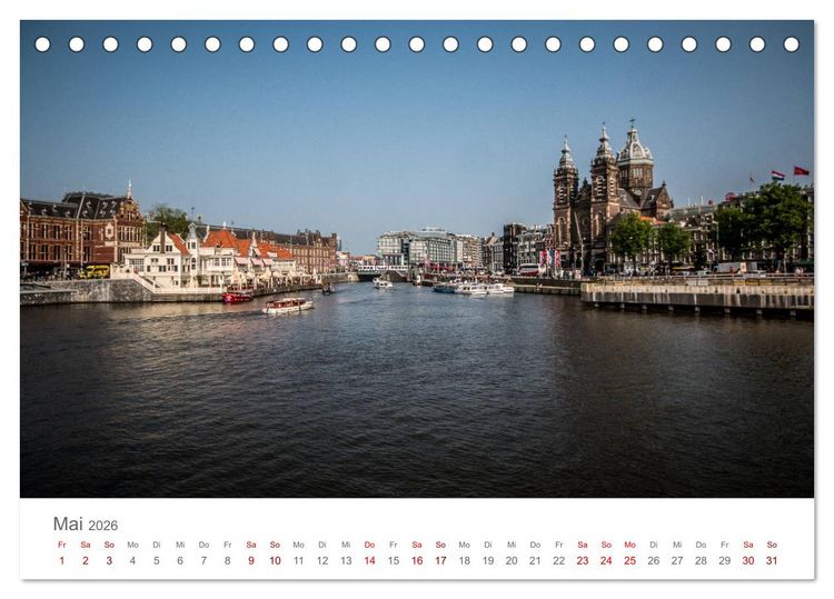 Produktbild: Amsterdam - Wasserstra&szlig;en und Grachten (Tischkalender 2026 DIN A5 quer), CALVENDO Monatskalender