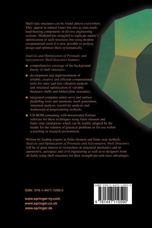 Produktbild: Analysis and Optimization of Prismatic and Axisymmetric Shell Structures