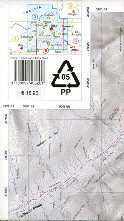 Produktbild: Carta n. 3. Val Susa, val Cenischia, Rocciamelone, val Chisone. Carta dei sentieri e stradale 1:25.000