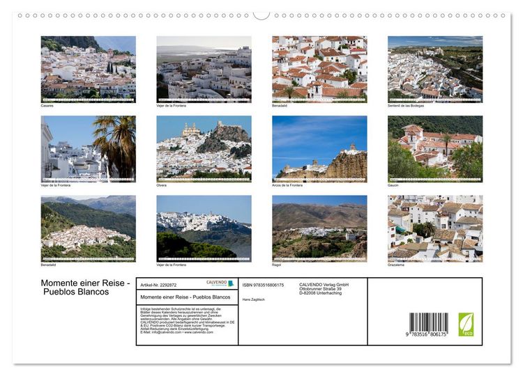 Produktbild: Momente einer Reise - Pueblos Blancos (hochwertiger Premium Wandkalender 2027 DIN A2 quer), Kunstdruck in Hochglanz