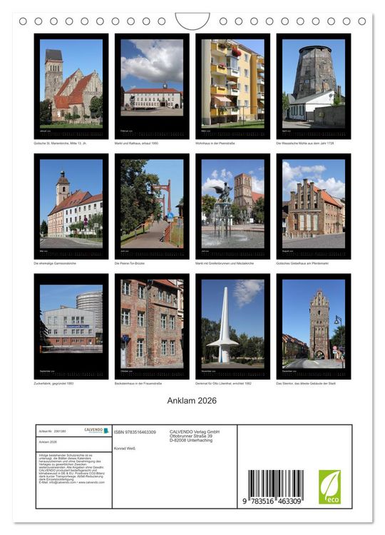Produktbild: Anklam 2026 (Wandkalender 2026 DIN A4 hoch), CALVENDO Monatskalender