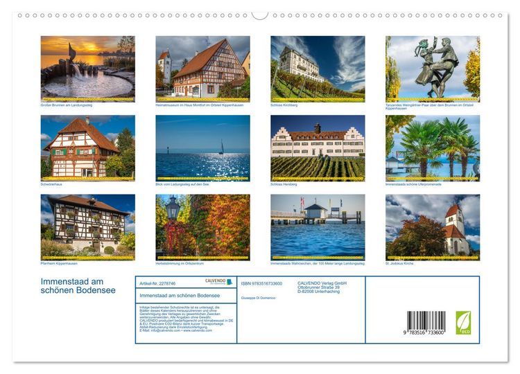 Produktbild: Immenstaad am sch&ouml;nen Bodensee (hochwertiger Premium Wandkalender 2026 DIN A2 quer), Kunstdruck in Hochglanz