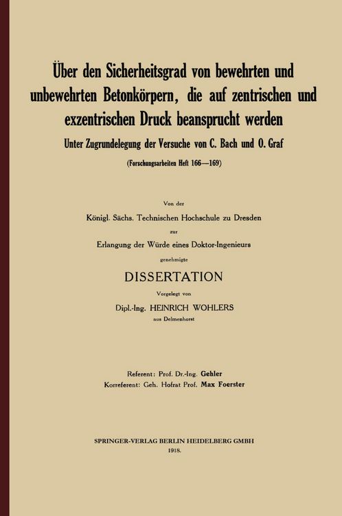 Produktbild: &Uuml;ber den Sicherheitsgrad von bewehrten und unbewehrten Betonk&ouml;rpern, die auf zentrischen und exzentrischen Druck beansprucht werden
